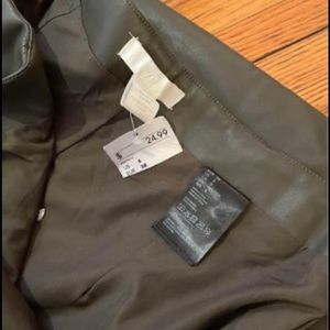 H&M Faux Leather Dark Green Skirt